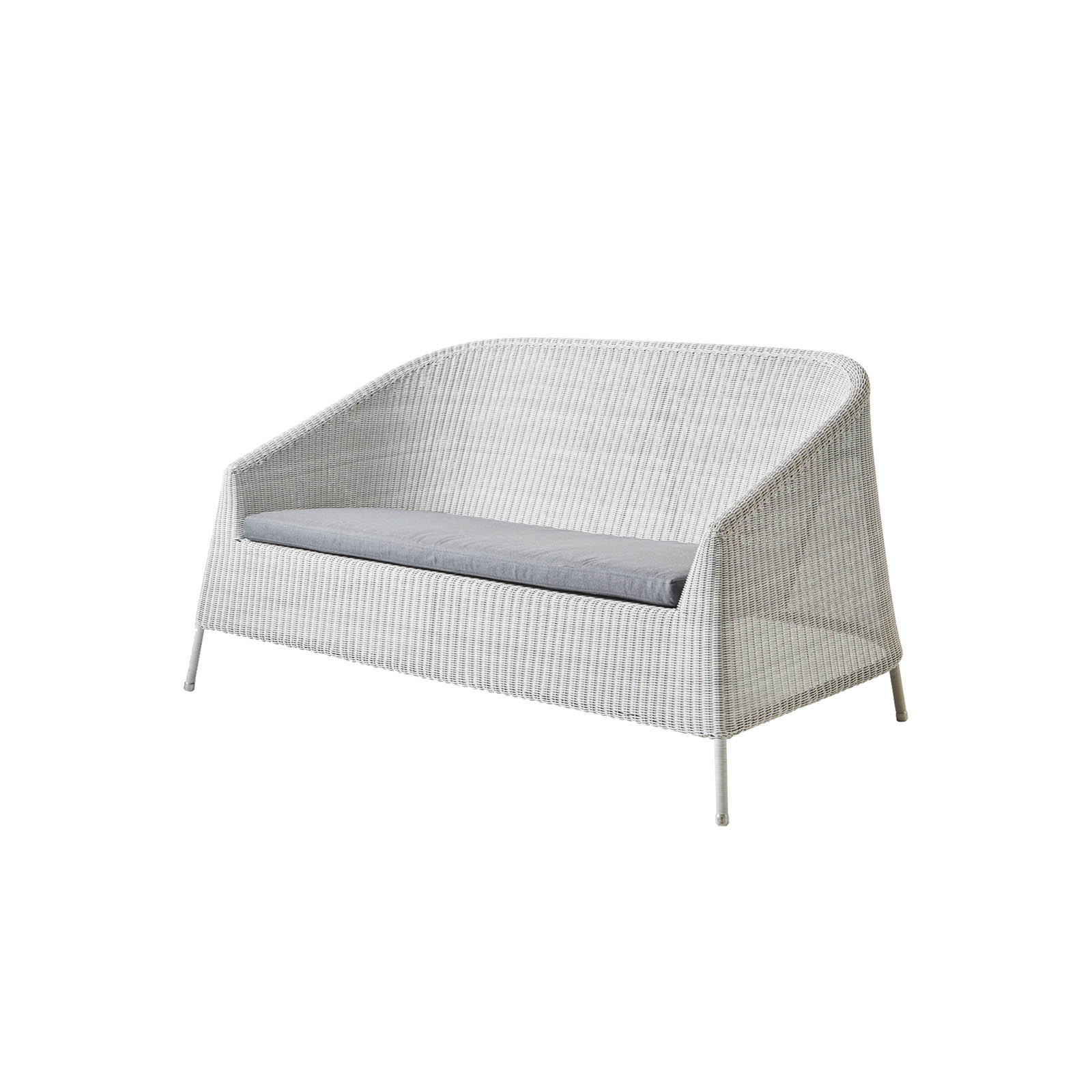 Kingston 2-Sitzer Sofa aus Cane-line Weave in White Grey mit Kissen aus Cane-line Natté in Grey