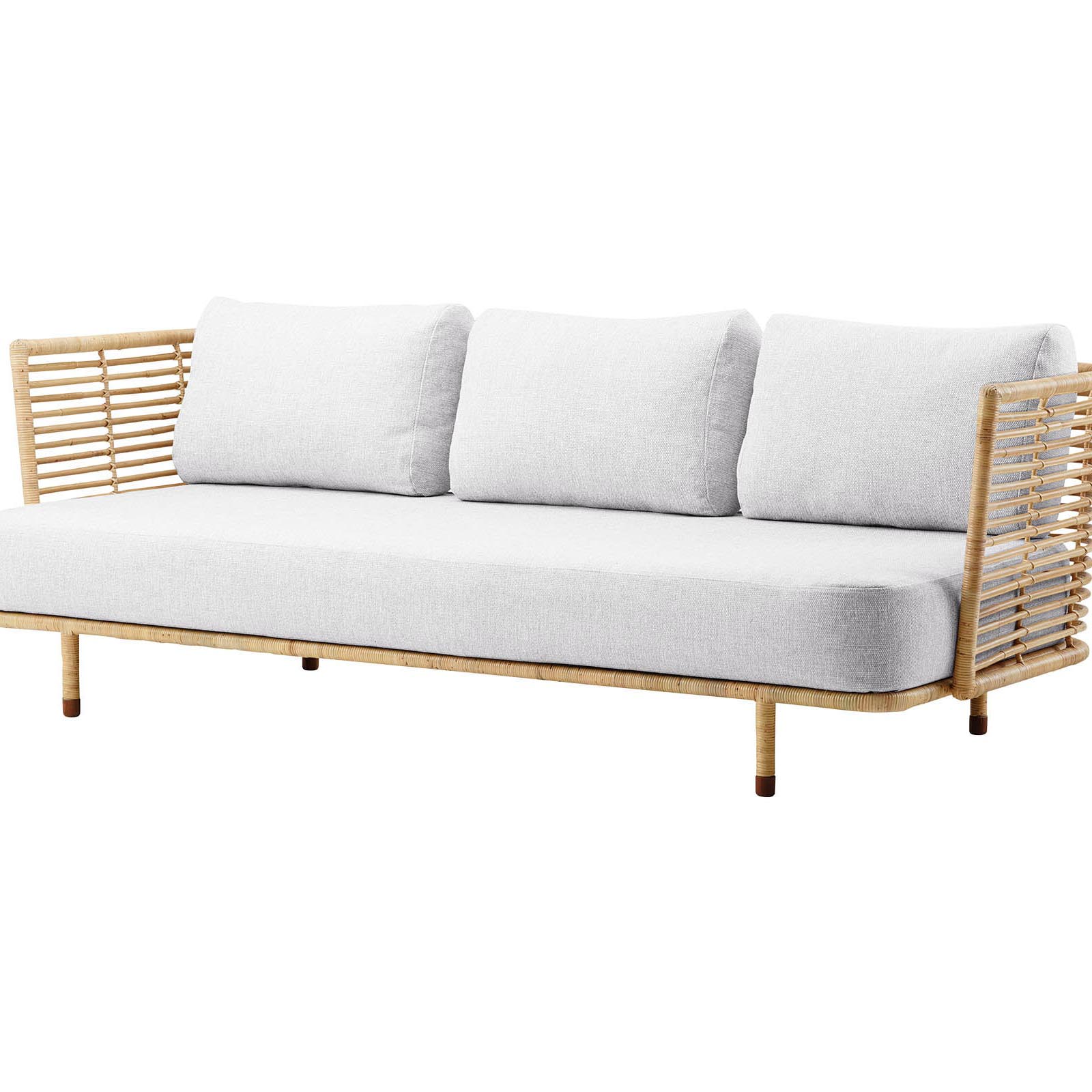 Sense 3-Sitzer Sofa aus Rattan in Natural mit Kissen aus Cane-line Natté in White