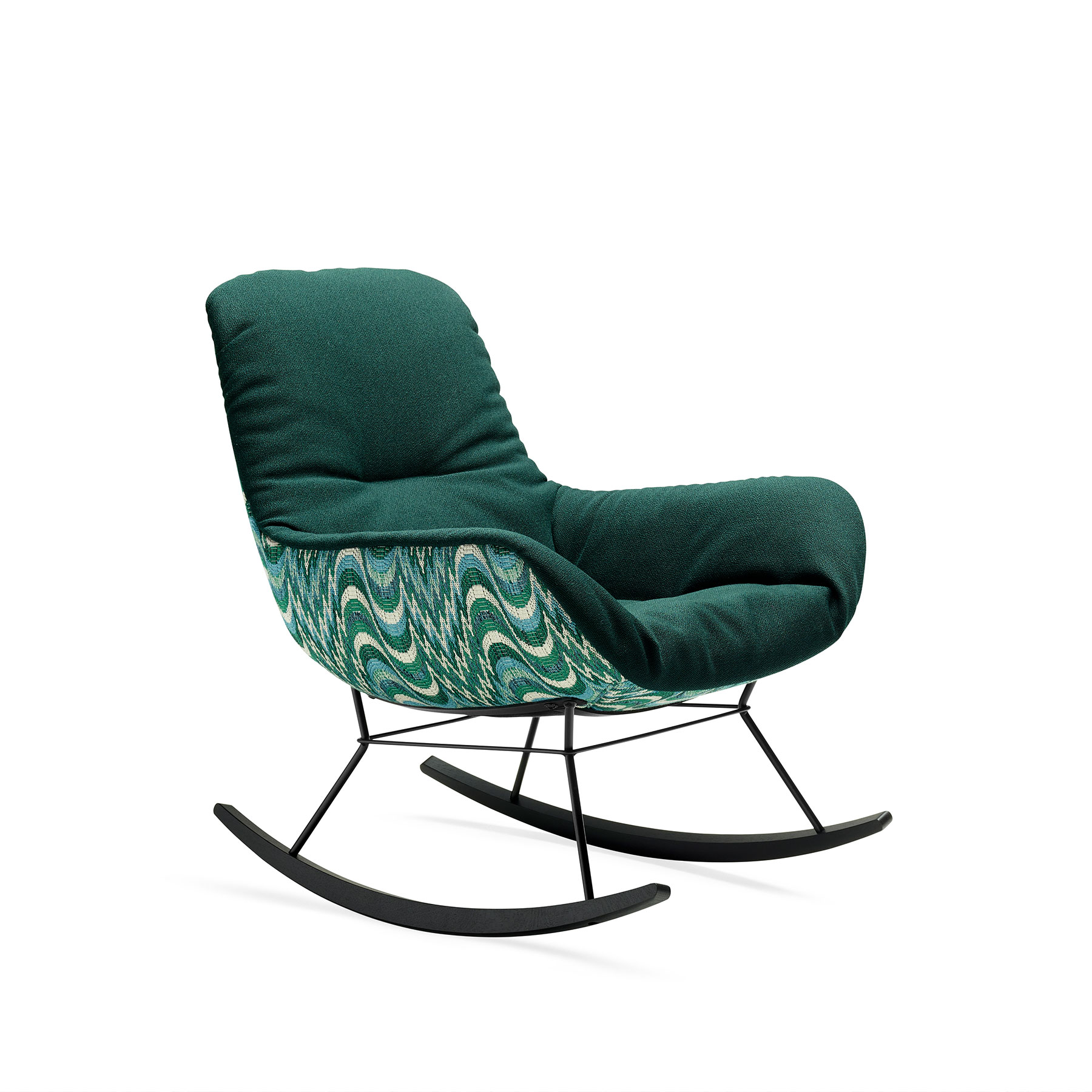 Leya Rocking Lounge Chair aus Stoff in Grüntönen
