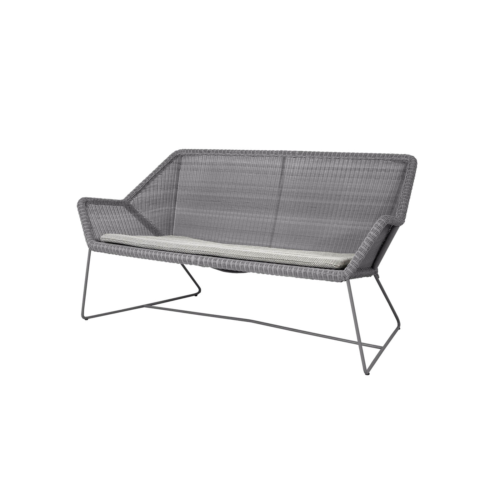 Breeze 2-Sitzer Sofa aus Cane-line Weave in Light Grey mit Kissen aus Cane-line Focus in Light Grey
