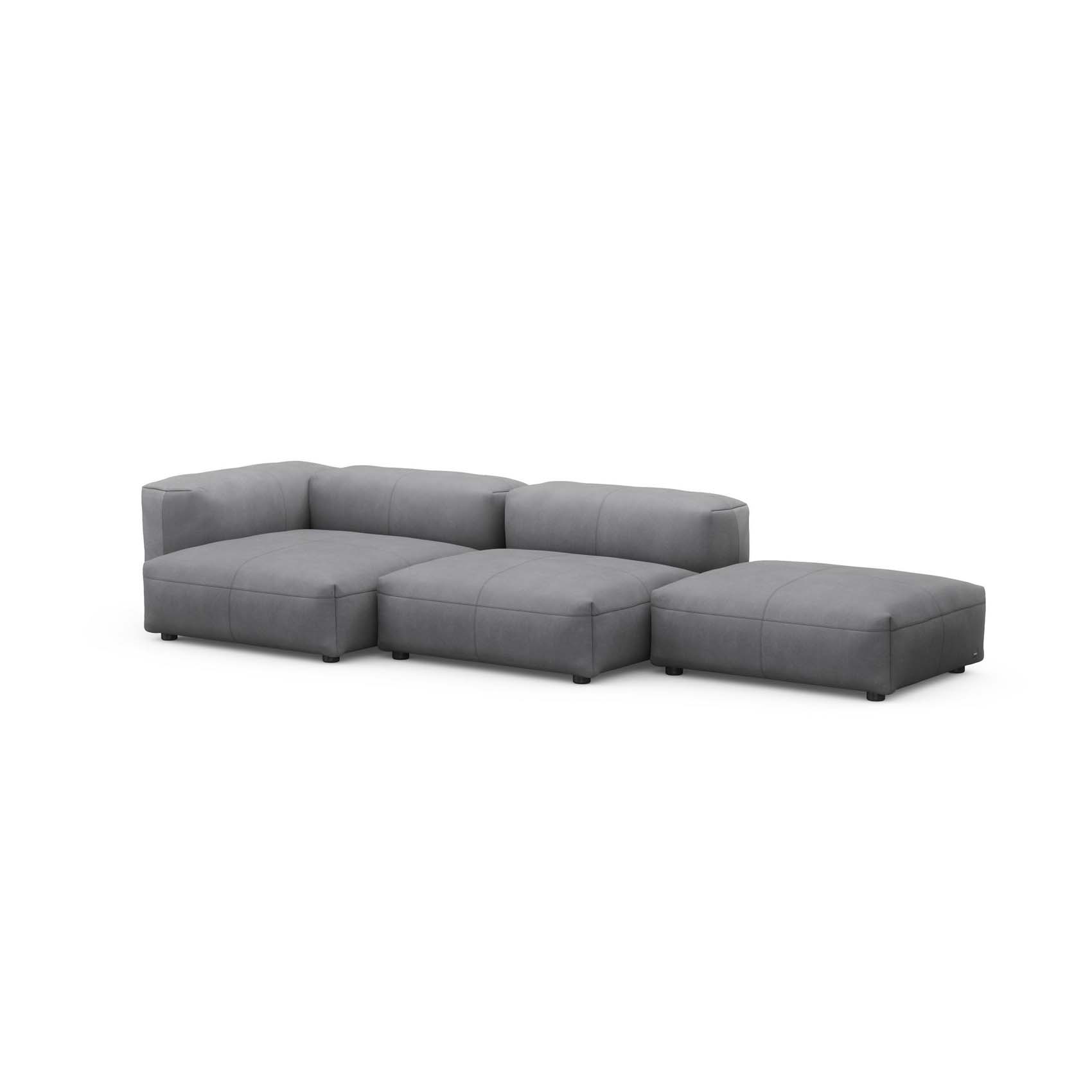 Three Seat Sofa L Leather Dark Grey