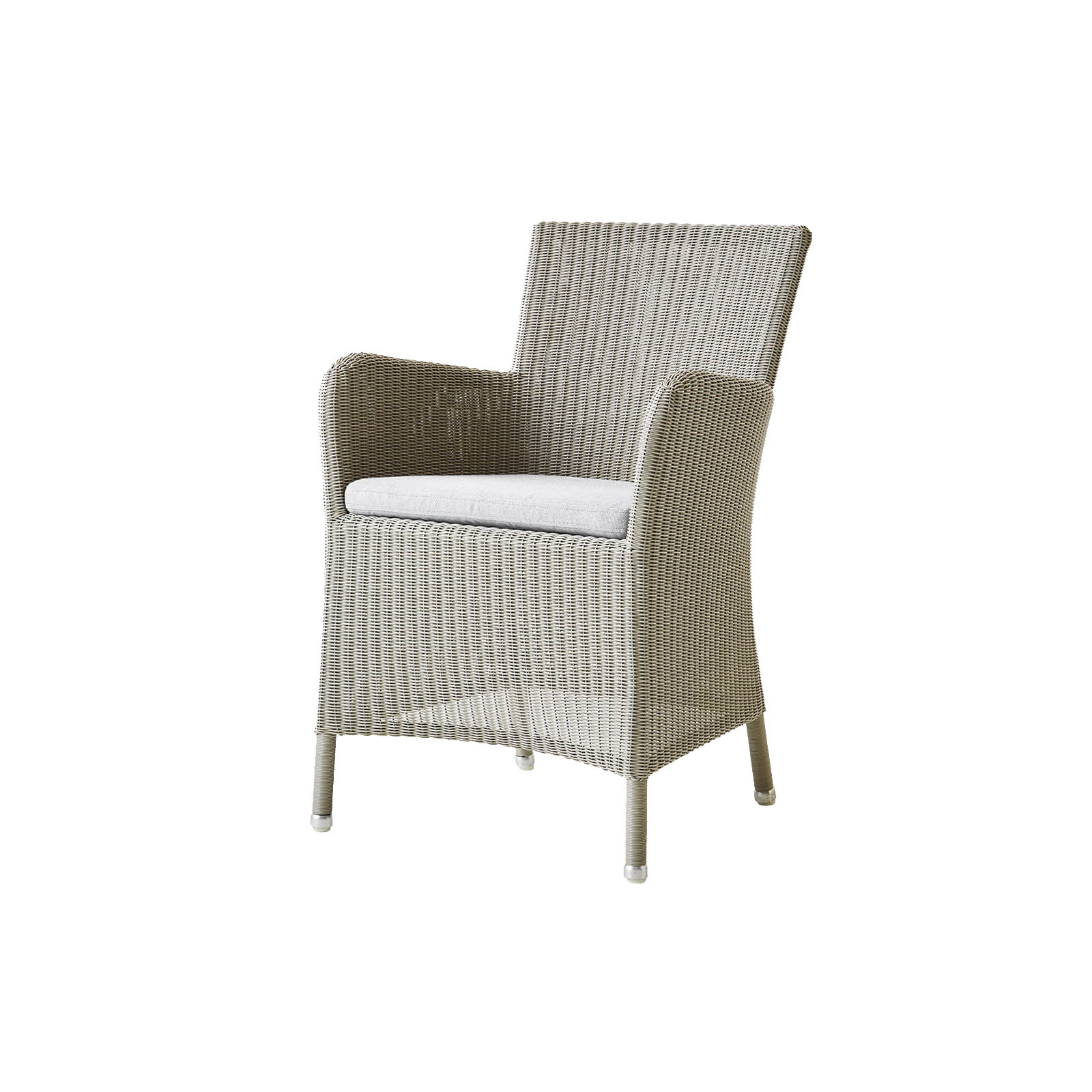 Hampsted Stuhl aus Cane-line Weave in Taupe mit Kissen aus Cane-line Natté in Light Grey