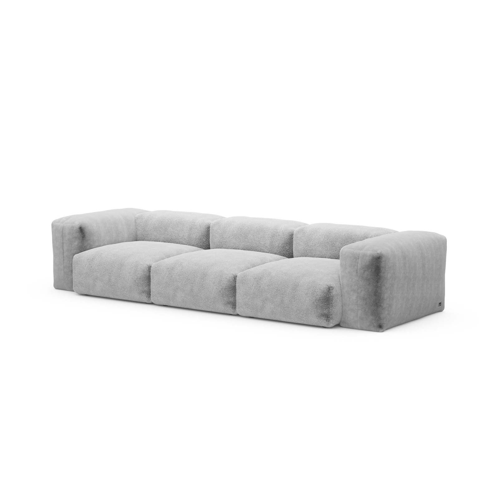 Three Seat Sofa S Faux Fur Grey