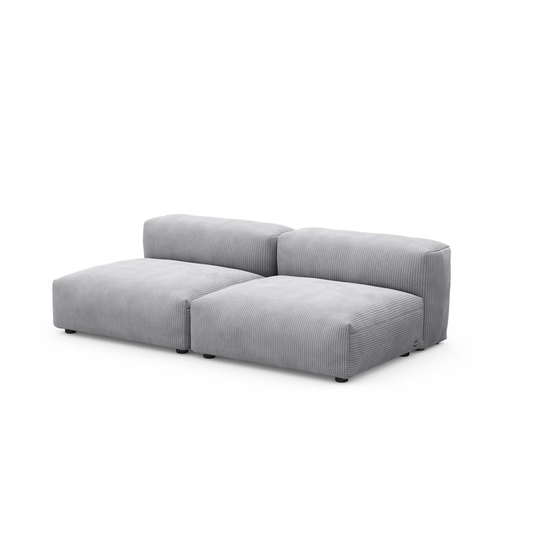 Two Seat Lounge Sofa M Cord Velours Light Grey