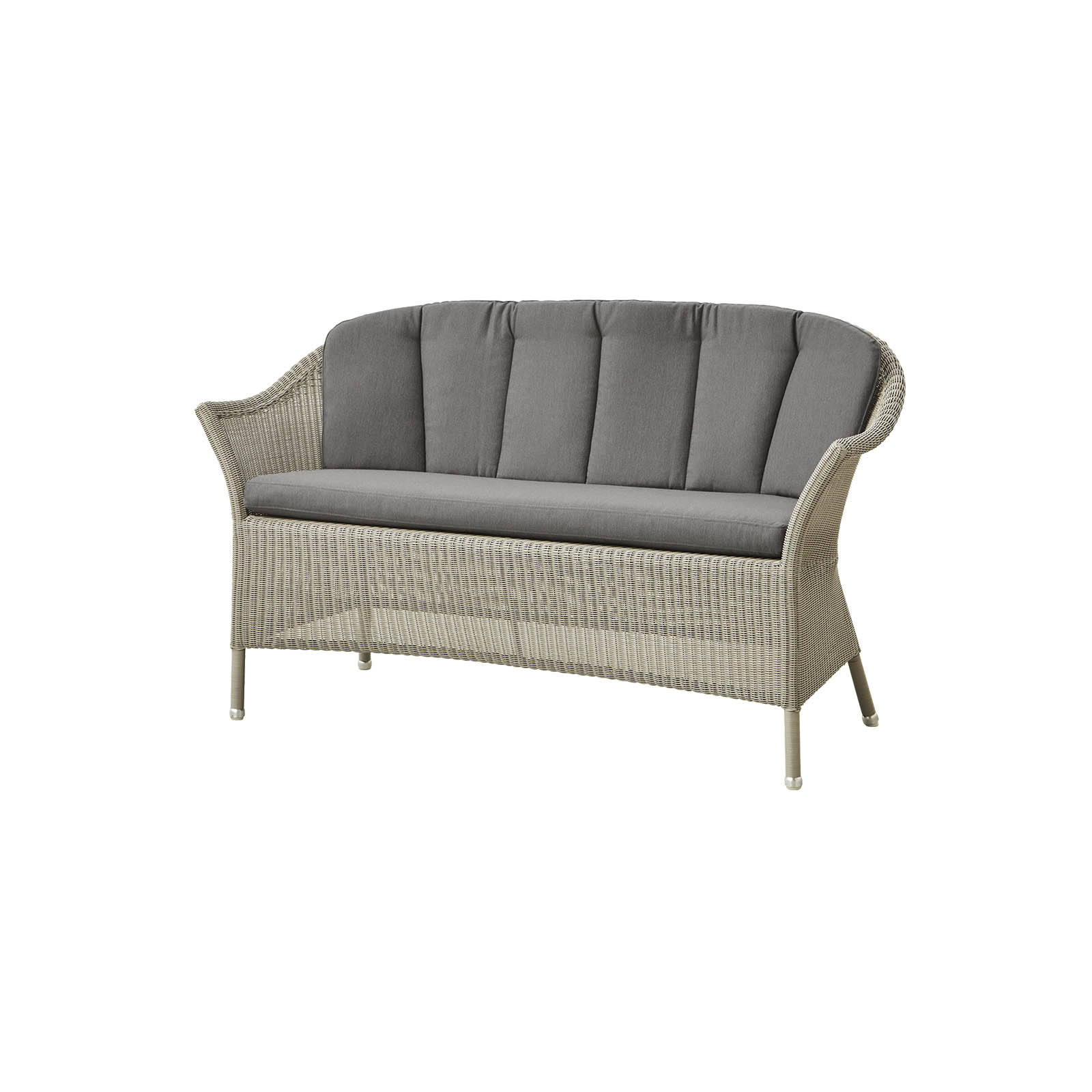 Lansing 2-Sitzer Sofa aus Cane-line Weave in Taupe mit Kissen aus Cane-line Natté in Taupe