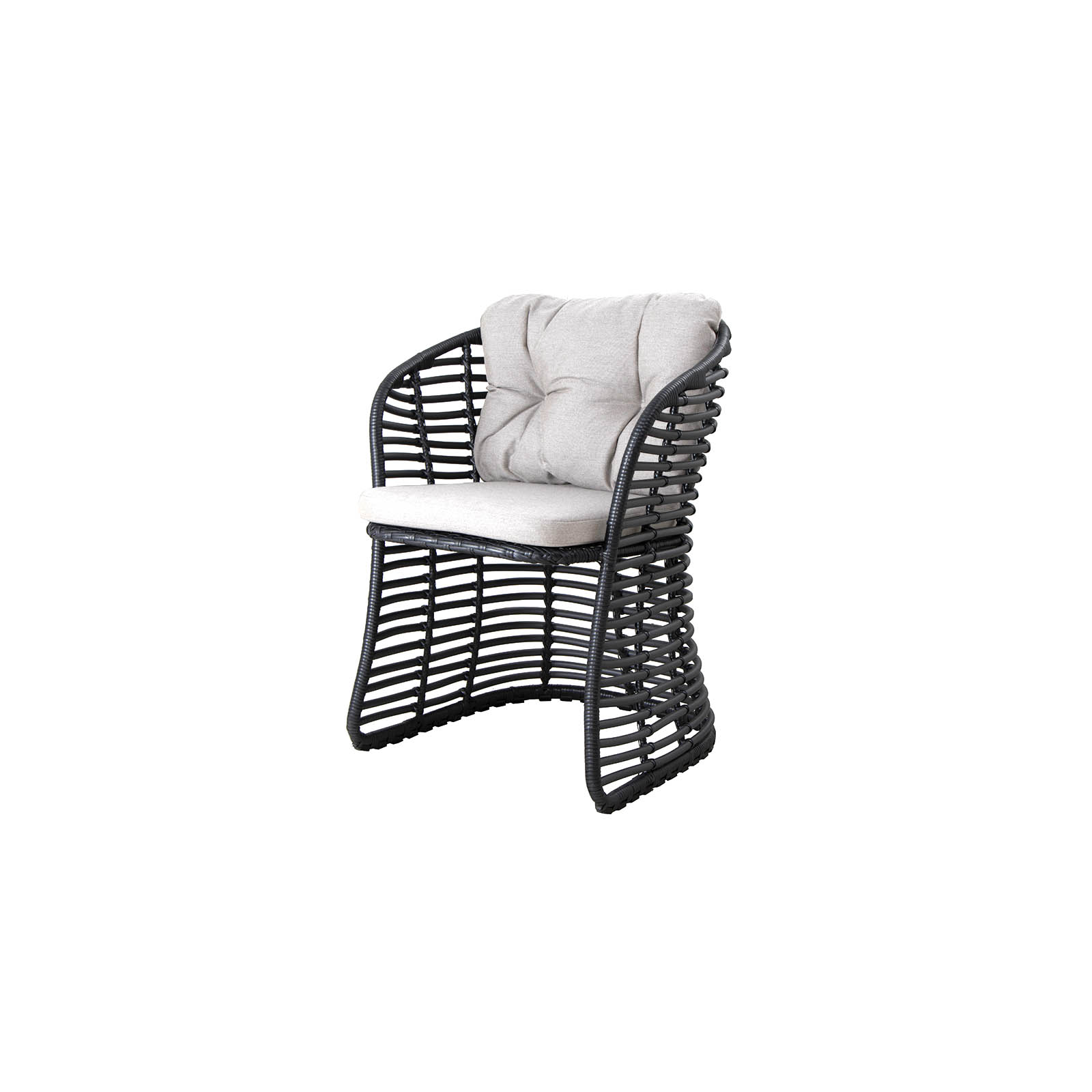 Sessel Basket aus CL Weave in Graphite mit Kissen aus CL Natté in Light Grey
