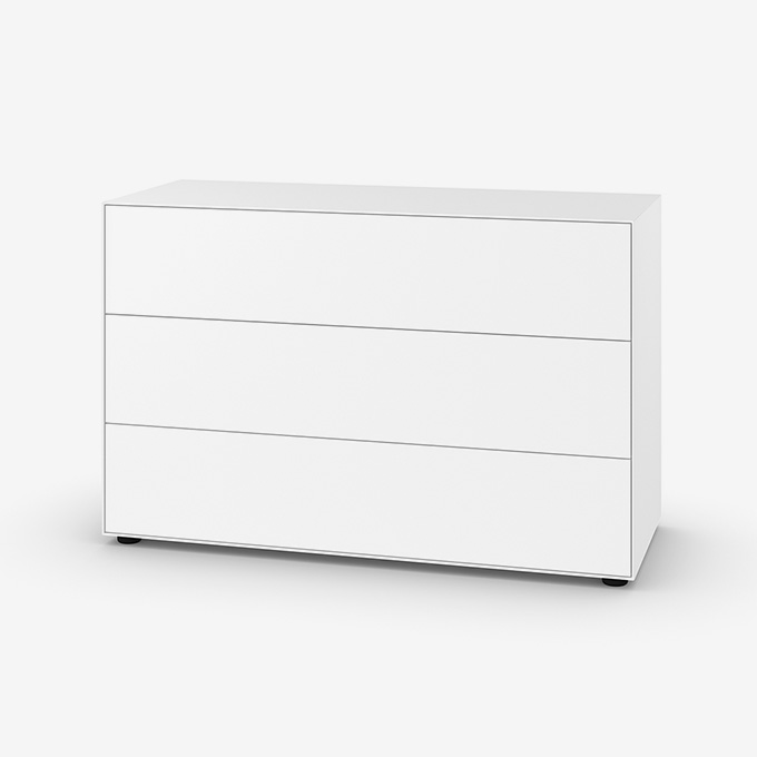 Nex Pur Box, Kommode 3 Fächer Lack in Weiß 120x48x75cm