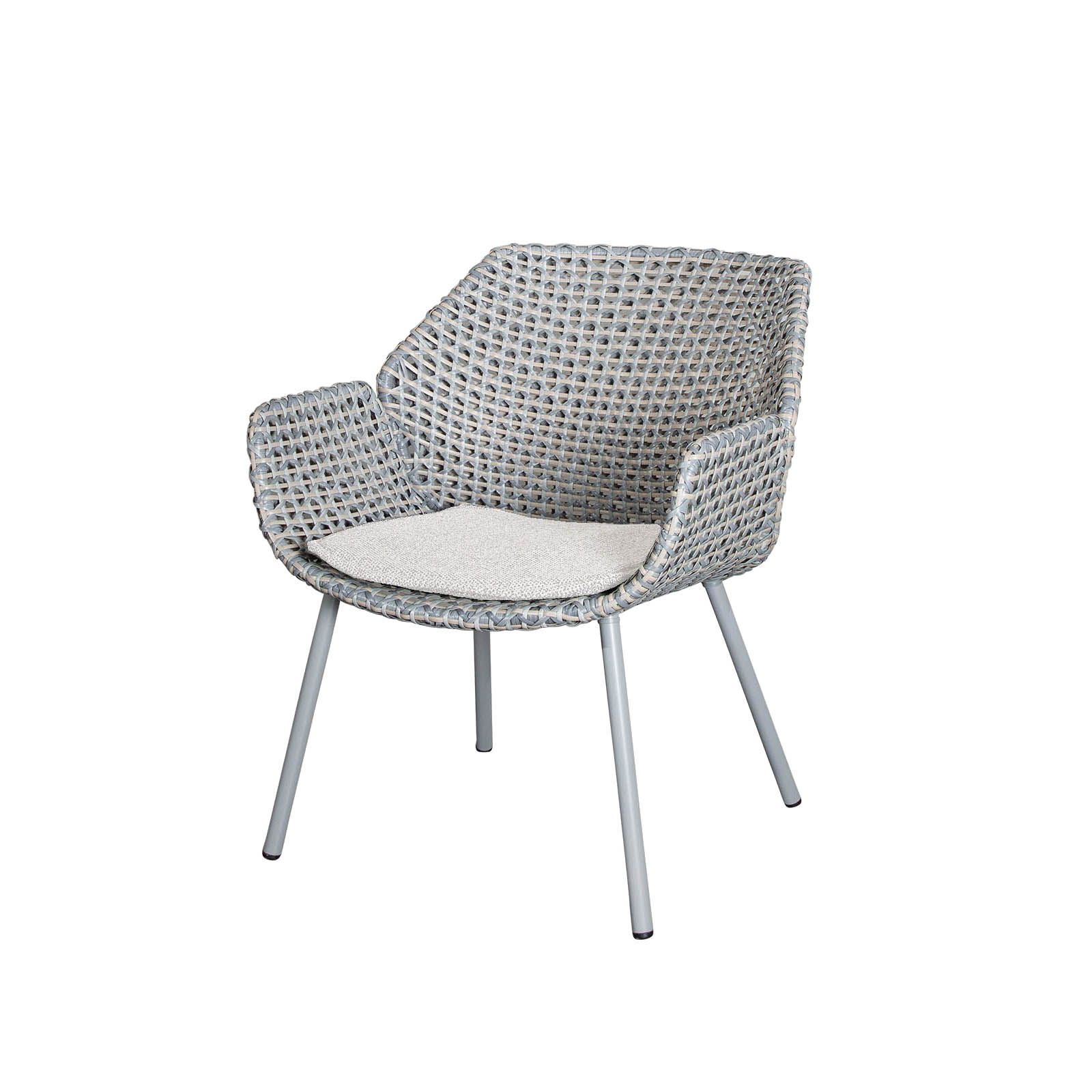 Vibe Loungesessel aus Cane-line Weave in Light Grey mit Kissen aus Cane-line Wove in Light Brown