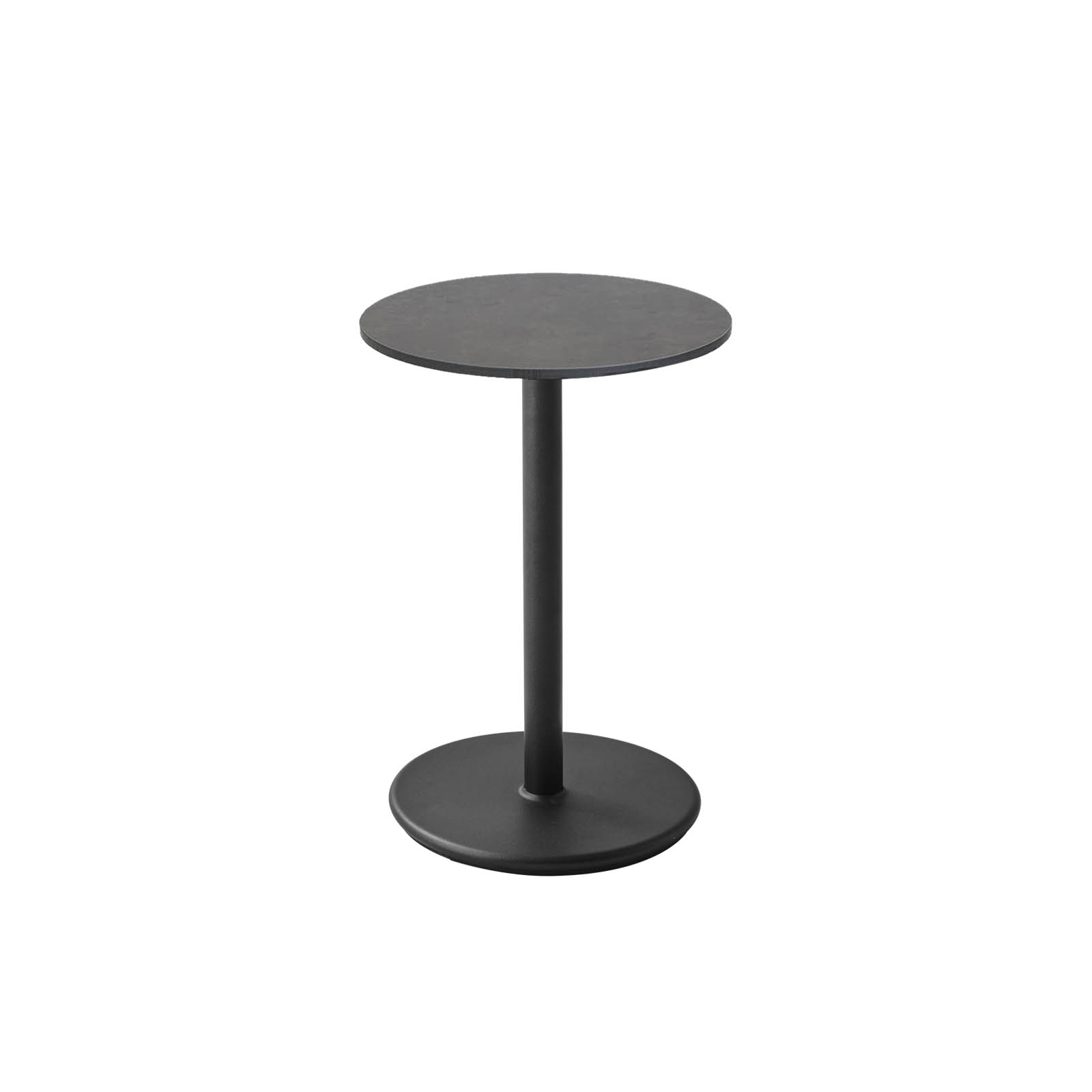 Go Bistrotisch Durchmesser 45 cm aus Aluminium in Lava Grey mit Tischplatte aus HPL in Dark Grey