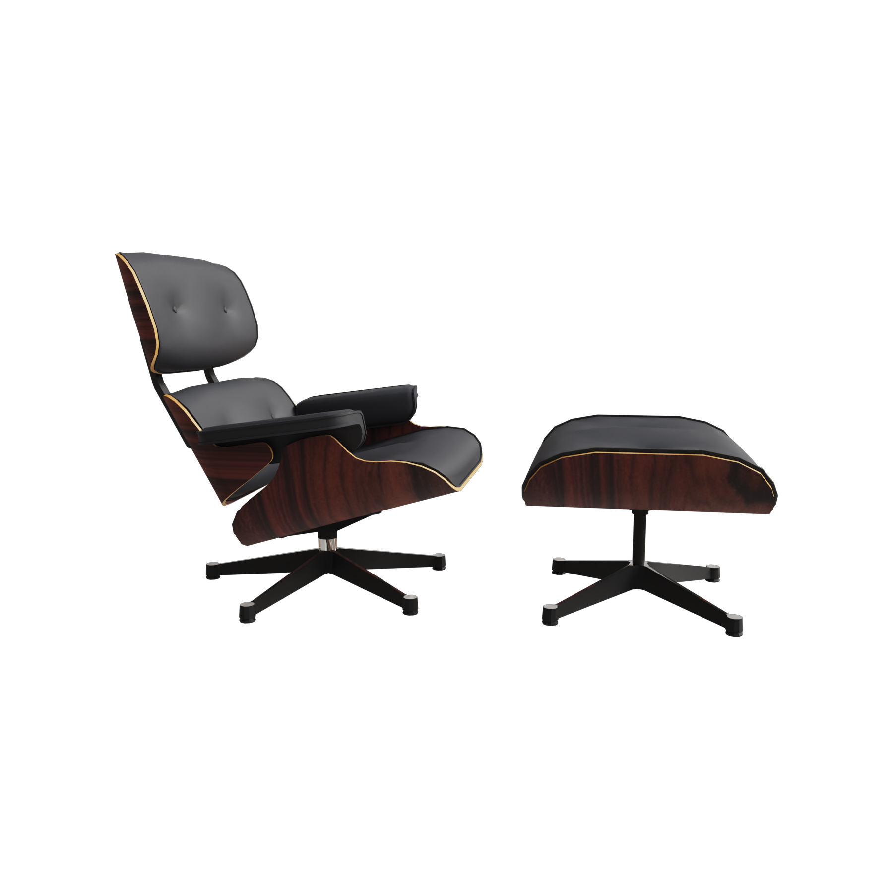 Sessel Lounge Chair & Ottoman Santos Palisander Leder Premium Farbe schwarz