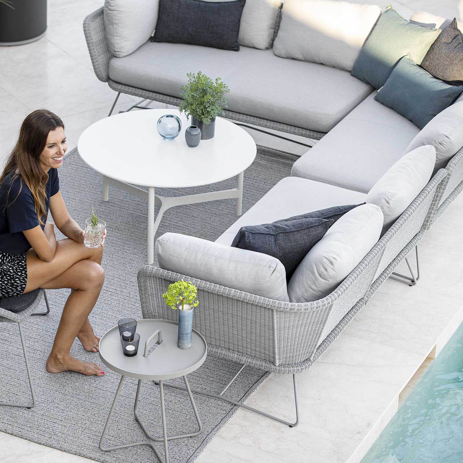 Horizon 2-Sitzer Sofa-Modul rechts aus Cane-line Weave in