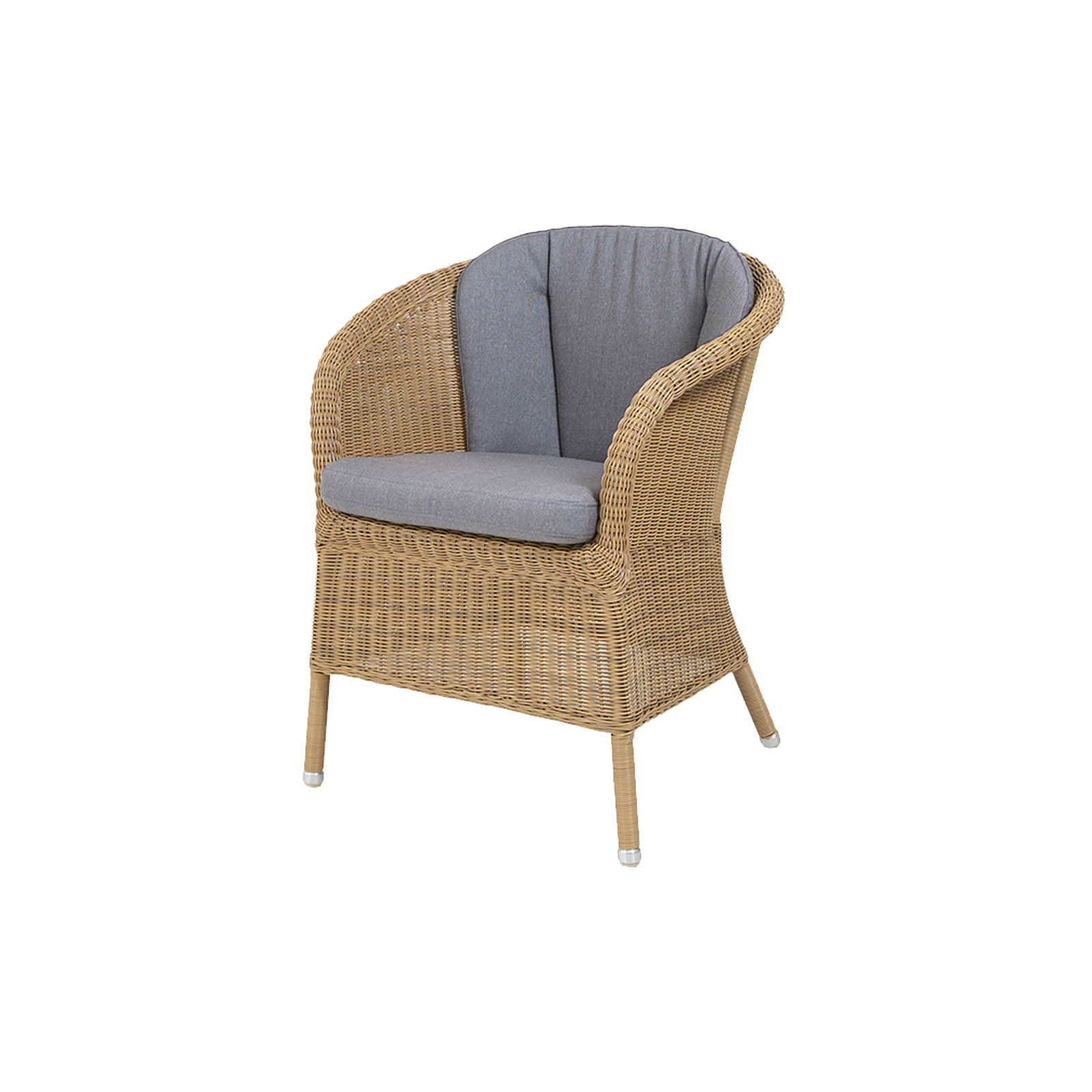 Derby Stuhl aus Cane-line Weave in Natural mit Kissen aus Cane-line Natté in Grey und Kissen aus Cane-line Natté in Grey