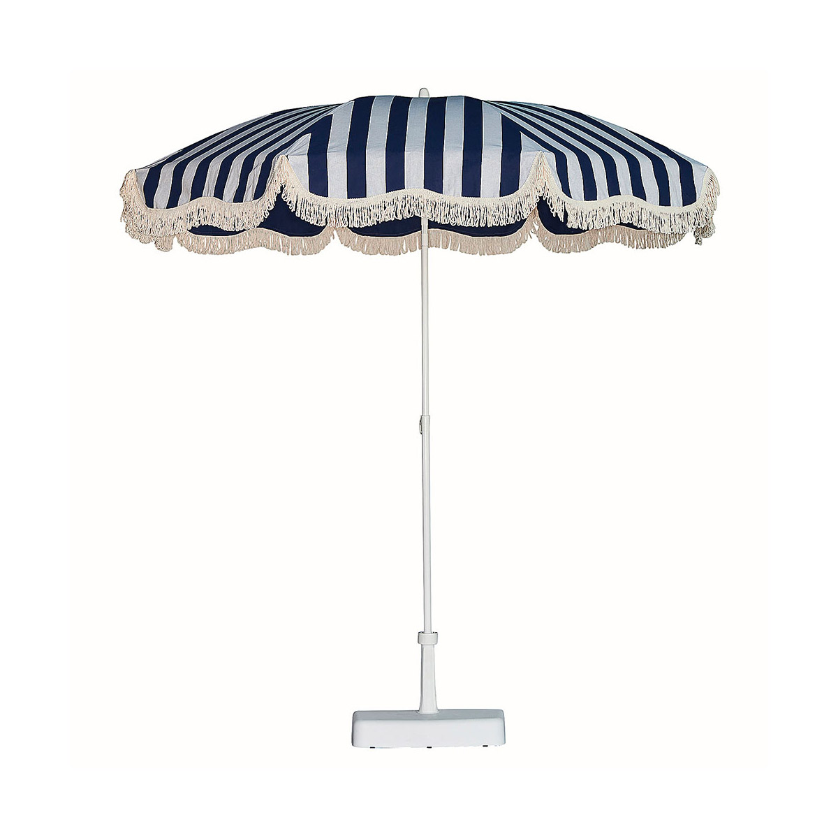 Sonnenschirm mit Fransen Retro in Weiß / Blau