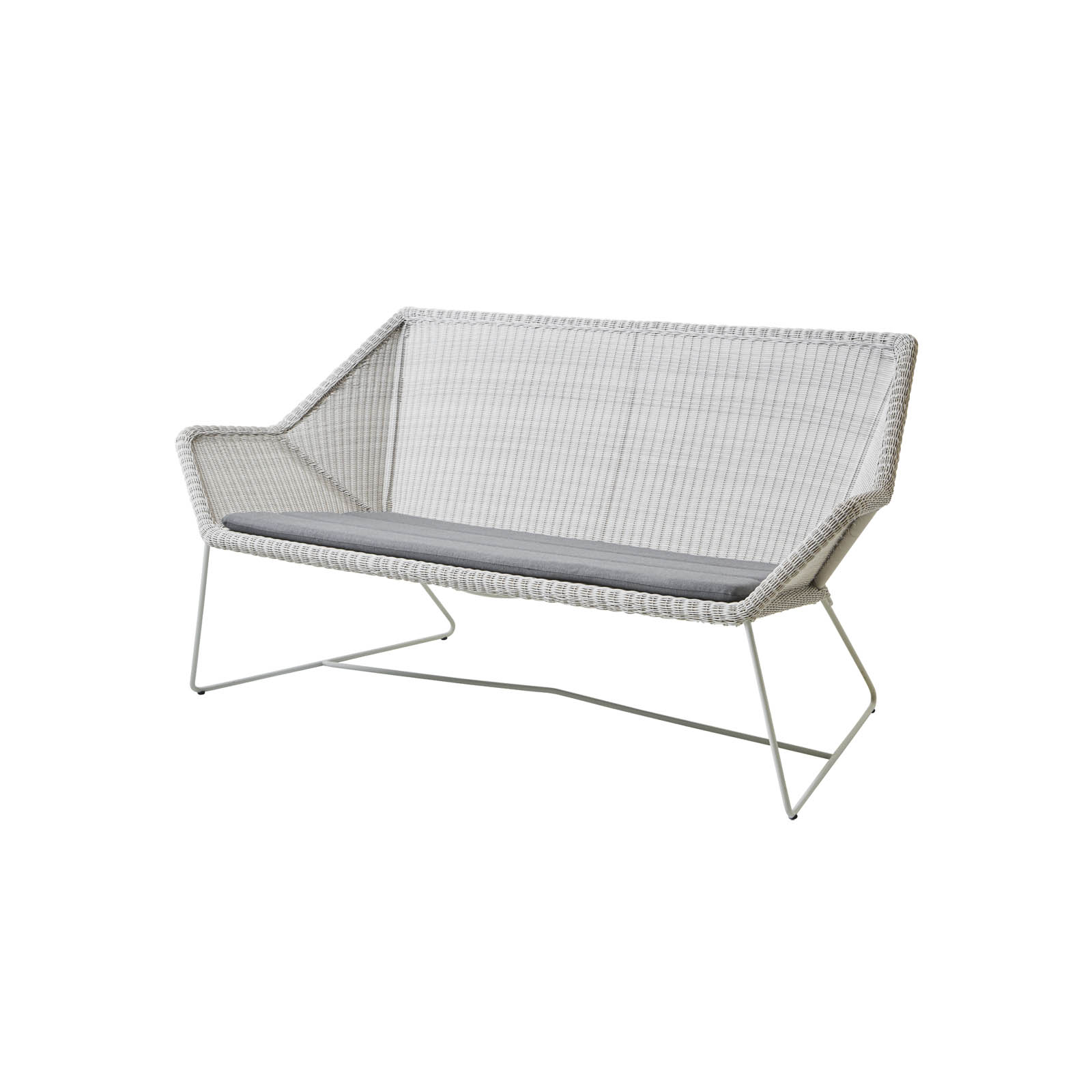 Breeze 2-Sitzer Sofa aus Cane-line Weave in White Grey mit Kissen aus Cane-line Natté in Grey