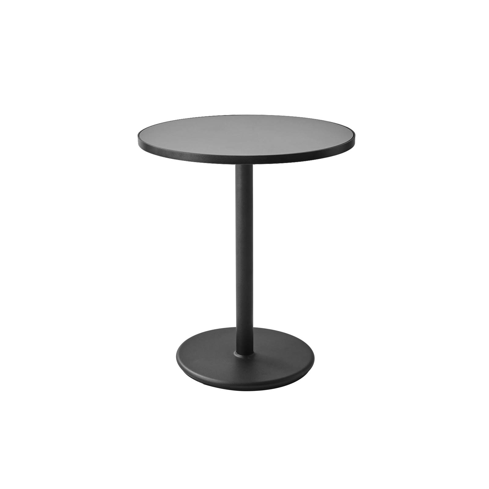 Bistrotisch Durchmesser 75 cm Go aus Aluminium in Lava Grey mit Tisch aus Ceramic in Light Grey