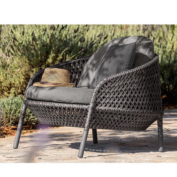 Wing Chair Ahnda - Geflecht White Quarz Sitzkissen Cool Dark Grey