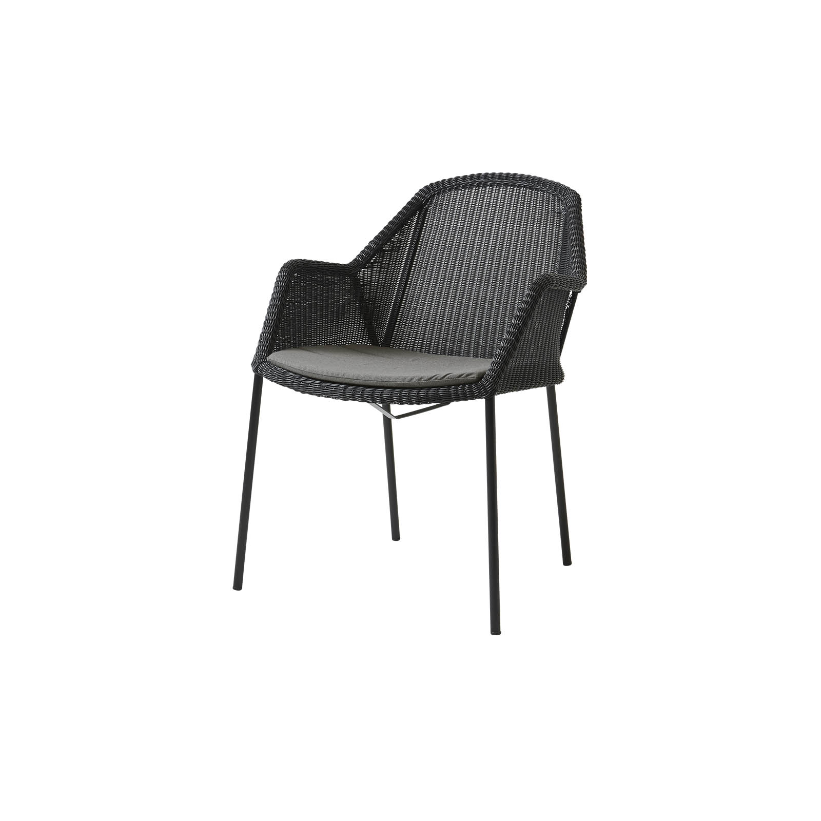 Breeze Stuhl aus Cane-line Weave in Black mit Kissen aus Cane-line Natté in Taupe
